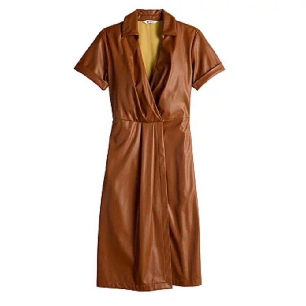 Nine West Faux Leather Wrap Dress